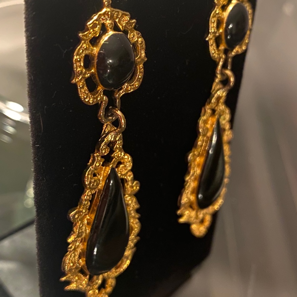 Festive gold and black dangles